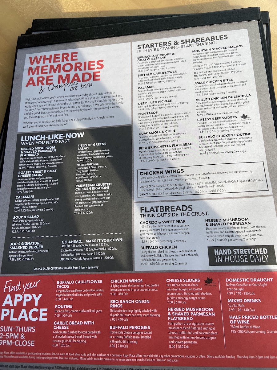 Menu - Shoeless Joe's Sports Grill photo 6